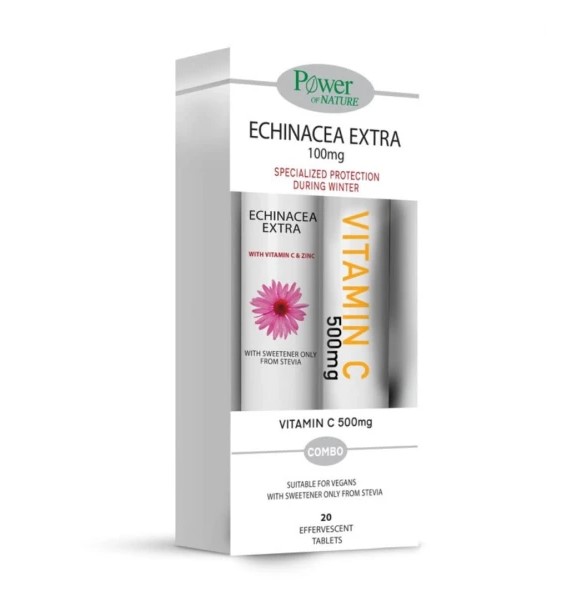 Power Health Promo Echinacea Extra 100mg 20 Αναβράζοντα Δισκία & Vitamin C 500mg 20 Αναβράζοντα Δισκία