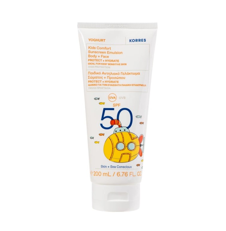 Korres Yoghurt Kids SPF50 Γιαούρτι Παιδικό Αντηλιακό Γαλάκτωμα Σώματος & Προσώπου 200ml