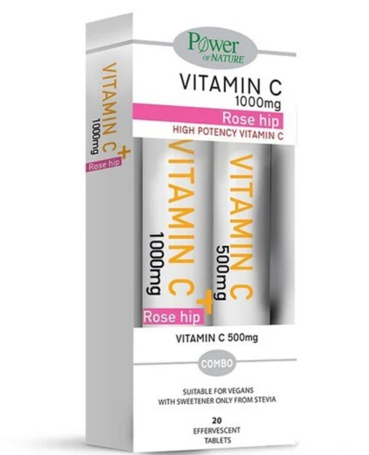 Power Health PROMO PACK Vitamin C 1000mg - Rose Hip Stevia 20eff.tabs & Vitamin C 500mg 20eff.tabs