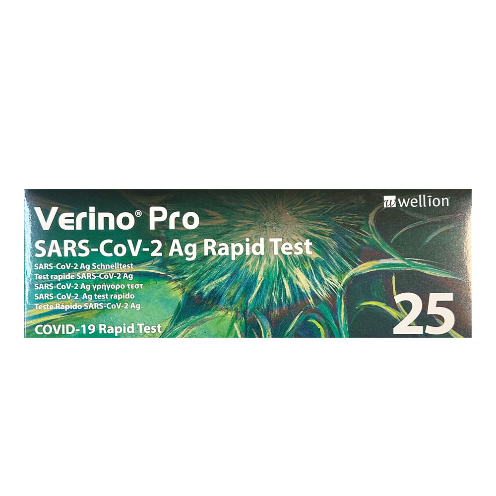 Wellion Verino Pro SARS-Cov-2 Ag Covid-19 Rapid Test, Διαγνωστικό Τεστ Ταχείας Ανίχνευσης με Ρινικό Δείγμα, 25 Τεμάχια