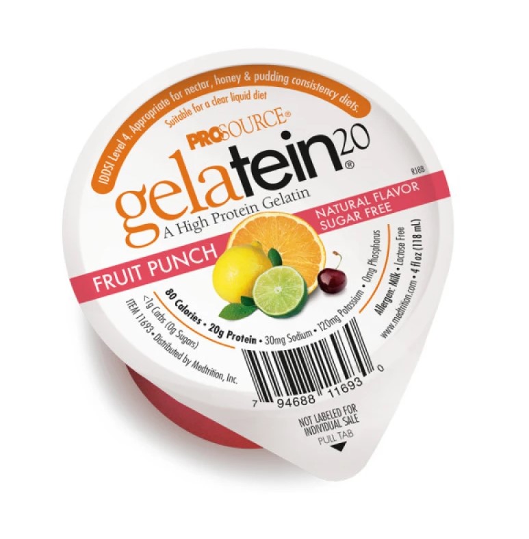 Medtrition Prosource Gelatein 20 Fruit Punch Πρωτεϊνικό Ζελέ με Γεύση Κοκτέιλ Φρούτων Χωρίς Ζάχαρη 118ml